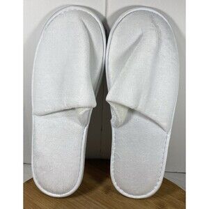 Hotel Men's  Cotton Slippers Travel Salon Spa Bedroom M/L  White New